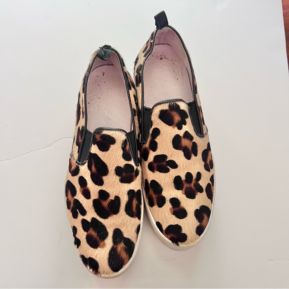 Gabriella Michel Pony Hair Leopard Print Slip On Sneakers Sz 39 - Picture 2 of 5